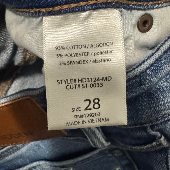 Hidden Los Angeles Flare Jeans Women’s 28 Blue Distressed Hem High Rise Stretch - Picture 3 of 6